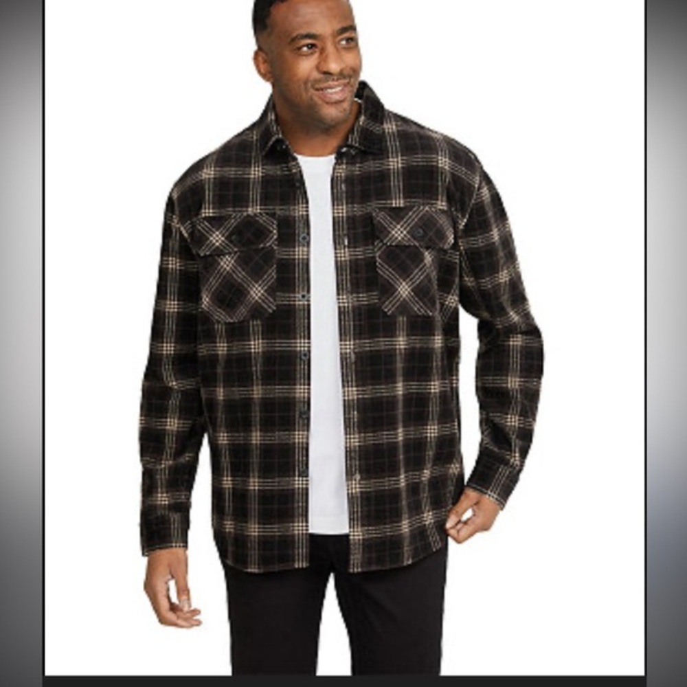 Johnny Bigg
Leroy Check Cord Overshirt in Brown button down shirt jacket 3XL